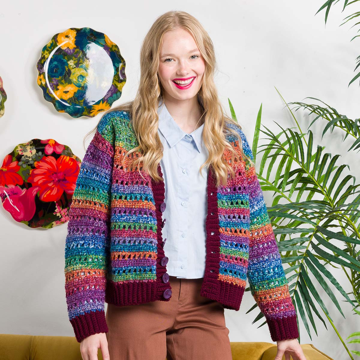 Red Heart Airy Stripes Cardigan Crochet Kit Red Heart Airy Stripes Cardigan Crochet Kit