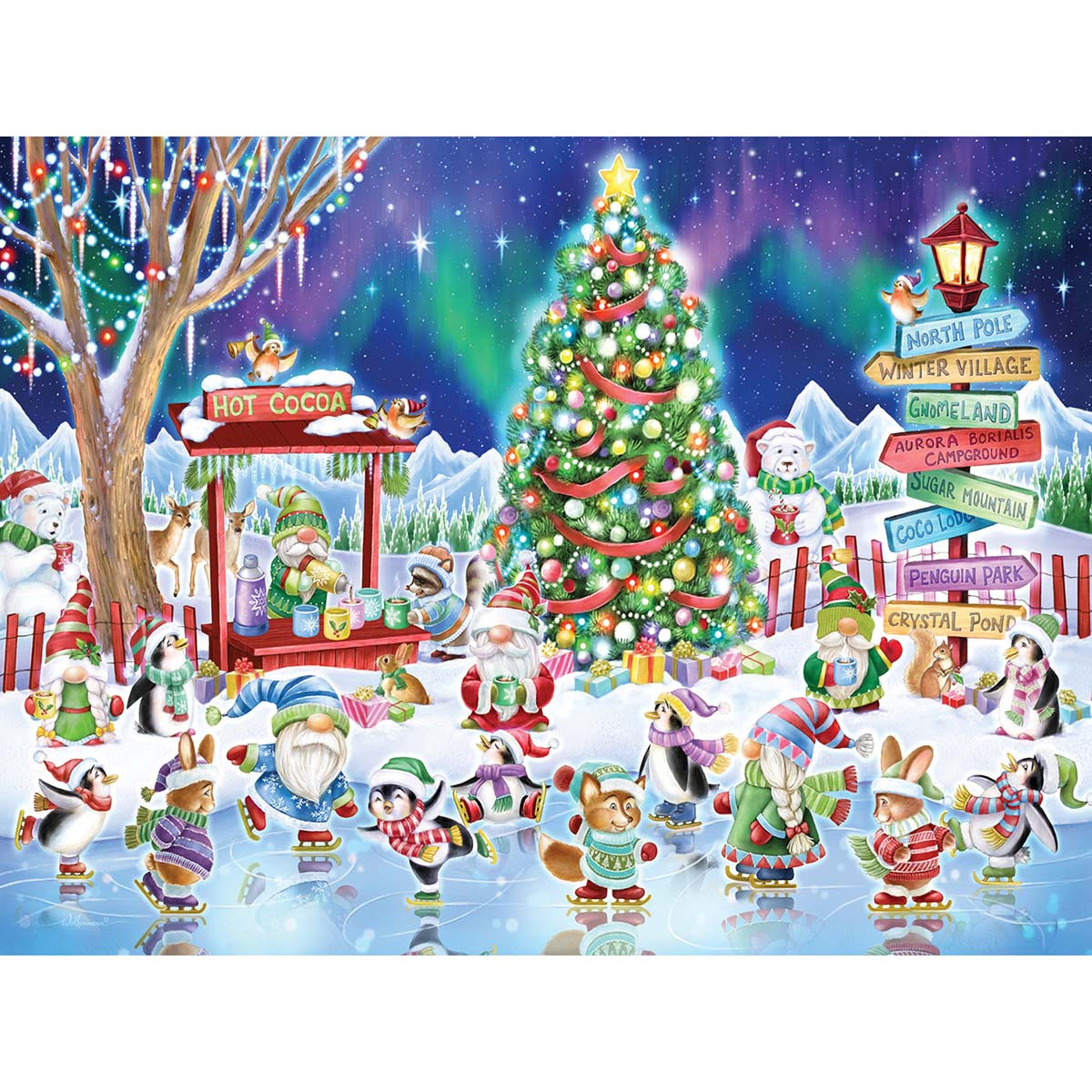 Vermont Christmas Company Holiday Skating Jigsaw Puzzle