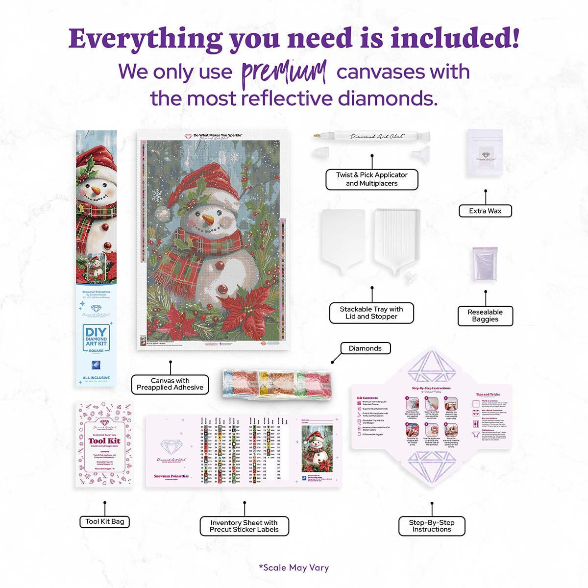 Diamond Art Club Snowman Poinsettias Diamond Painting