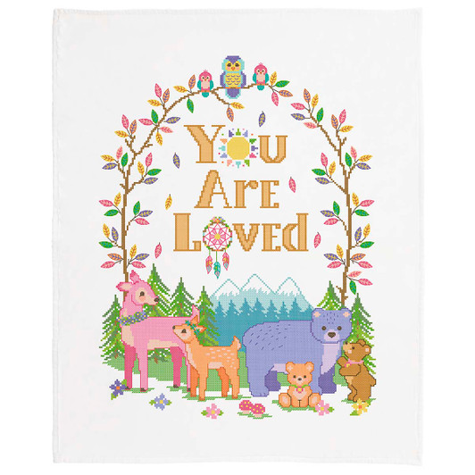 Baby by Herrschners You Are Loved Baby Lap Quilt Top Stamped Cross-Stitch Kit Baby by Herrschners You Are Loved Baby Lap Quilt Top Stamped Cross-Stitch Kit