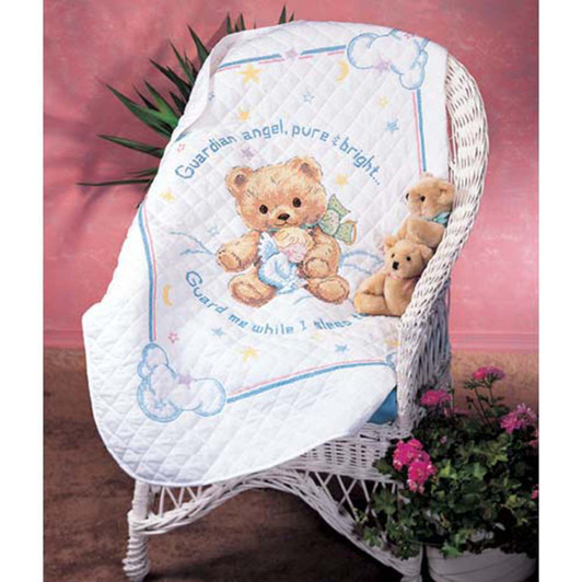 Dimensions Cuddly Bear Baby Quilt Stamped Cross-Stitch Kit