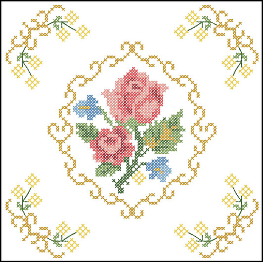 Herrschners Bold Blossoms Quilt Blocks Stamped Cross-Stitch