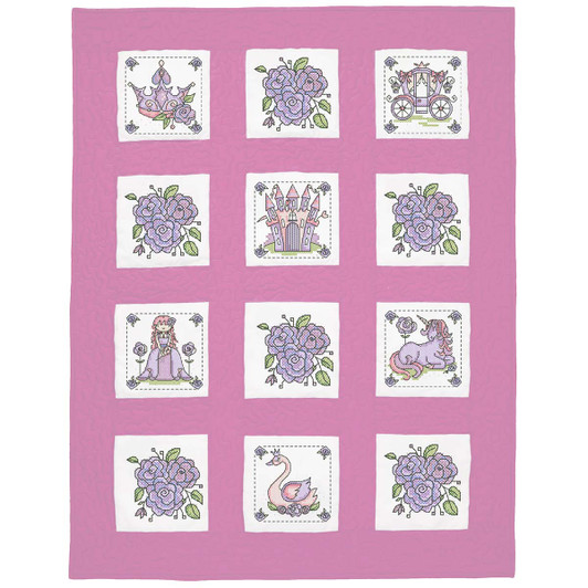 Herrschners Princess Kid's Quilt Blocks Stamped Cross-Stitch