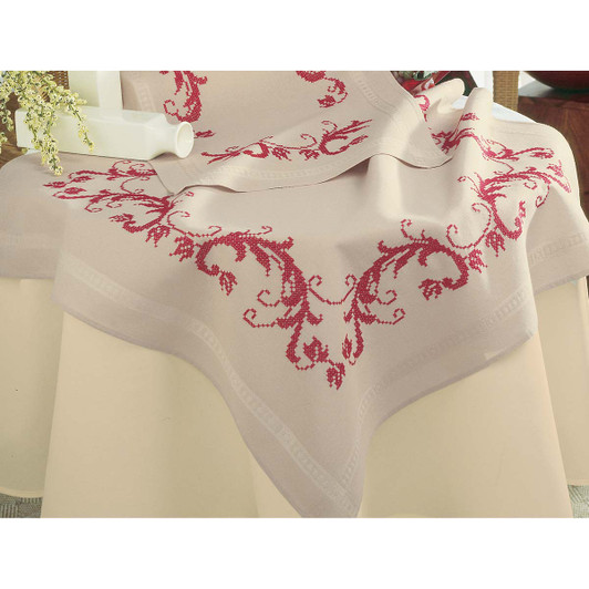 Vervaco Red Decoration Table Topper Stamped Cross-Stitch Kit Vervaco Red Decoration Table Topper Stamped Cross-Stitch Kit