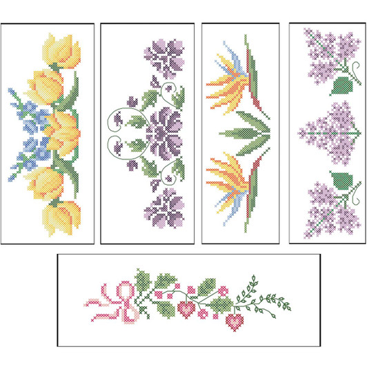 Herrschners Flowers of the World Pillowcase Pair Set Stamped Cross-Stitch Herrschners Flowers of the World Pillowcase Pair Set Stamped Cross-Stitch
