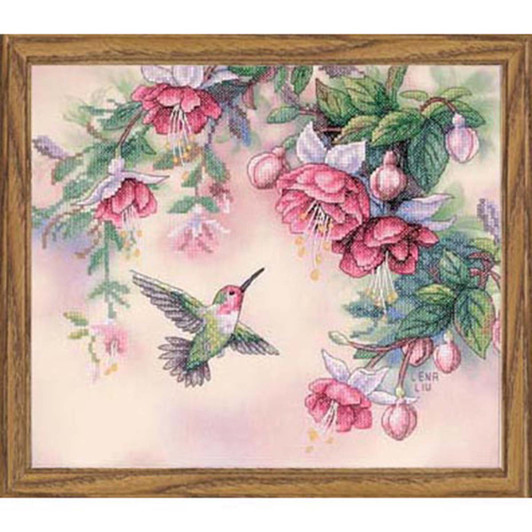 Dimensions Hummingbird & Fuchsias Stamped Cross-Stitch Kit
