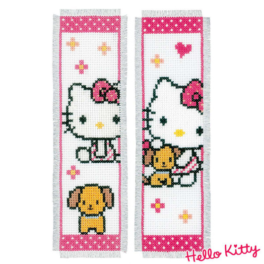 Vervaco Hello Kitty with Dog Bookmarks Counted Cross-Stitch Kit Vervaco Hello Kitty with Dog Bookmarks Counted Cross-Stitch Kit