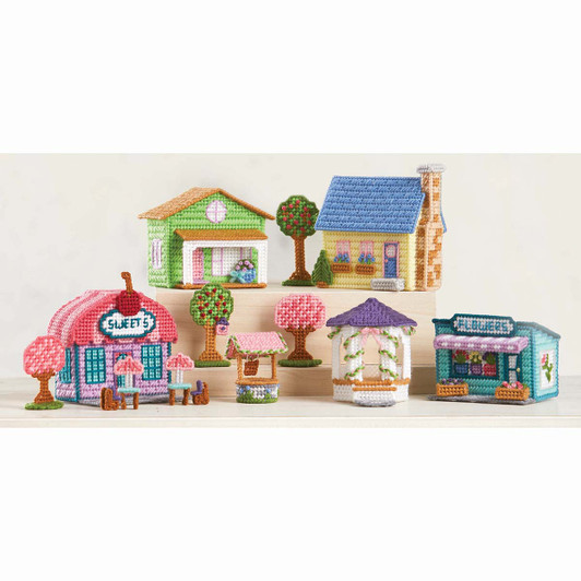Herrschners Springtime Village Plastic Canvas Kit Herrschners Springtime Village Plastic Canvas Kit