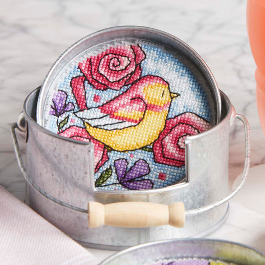 Herrschners Spring Tweeters Coasters Counted Cross-Stitch Kit Herrschners Spring Tweeters Coasters Counted Cross-Stitch Kit
