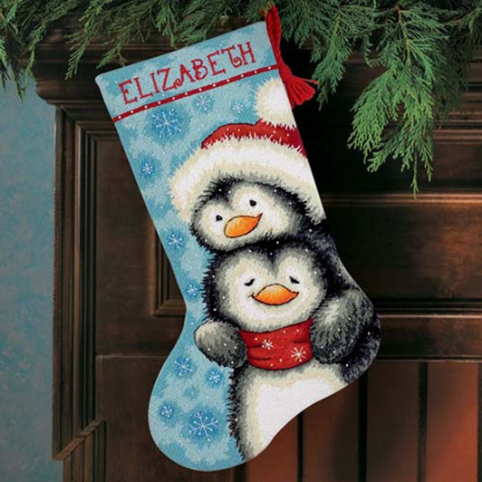 Dimensions Hugging Penguins Stocking Needlepoint Kit Dimensions Hugging Penguins Stocking Needlepoint Kit