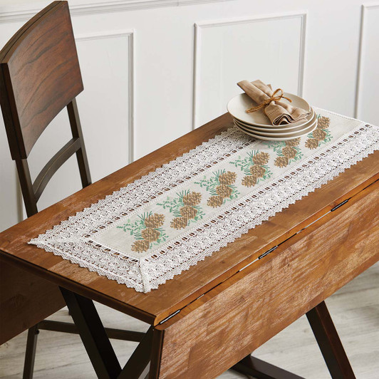 Herrschners Winter Pines Table Runner Stamped Cross-Stitch Kit