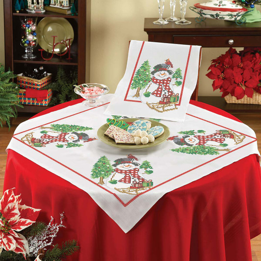 Herrschners Sledding Buddies Table Topper & Runner Stamped Cross-Stitch Herrschners Sledding Buddies Table Topper & Runner Stamped Cross-Stitch