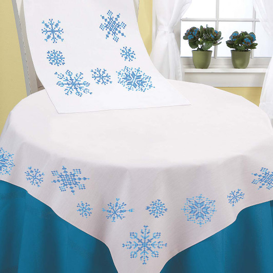Herrschners Winter Wonderland Table Topper & Table Runner Stamped Cross-Stitch Herrschners Winter Wonderland Table Topper & Table Runner Stamped Cross-Stitch