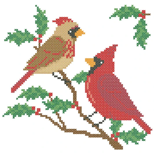Christmas Cardinals Quilt Blocks Thread Kit