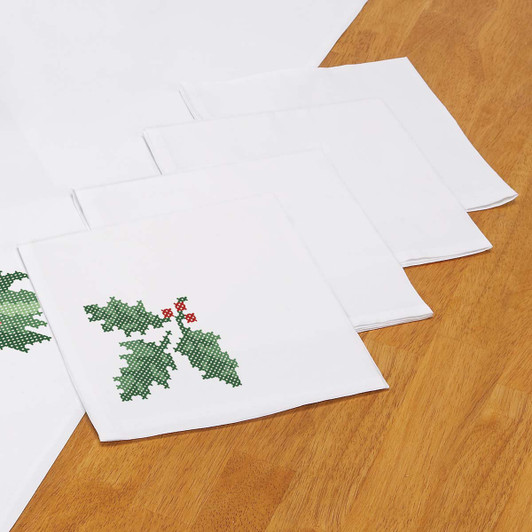 Herrschners Christmas Blooms Napkins Stamped Cross-Stitch Herrschners Christmas Blooms Napkins Stamped Cross-Stitch