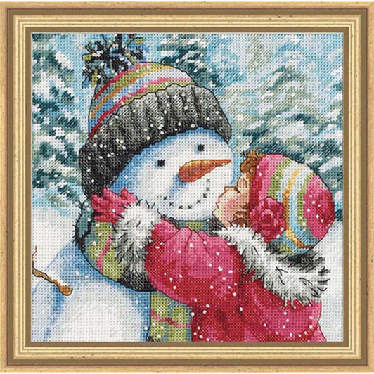 Dimensions A Kiss for Snowman Counted Cross-Stitch Kit Dimensions A Kiss for Snowman Counted Cross-Stitch Kit