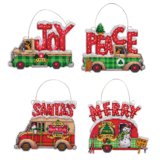 Dimensions Holiday Truck Ornament Set Counted Cross-Stitch Kit