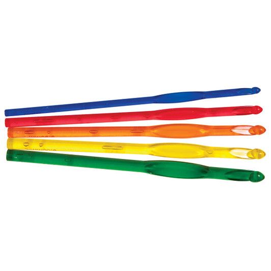 Susan Bates Crystalites 5-Piece Set (G-6, H-8, I-9, J-10, K-10.5) Crochet Hooks