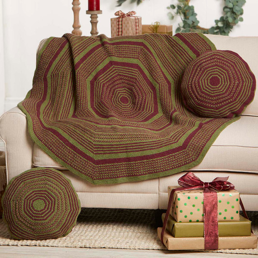 Willow Yarns Classically Christmas Throw & Pillows Knit Pattern Willow Yarns Classically Christmas Throw & Pillows Knit Pattern