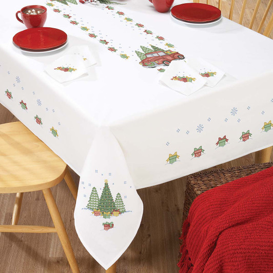 Christmas Truck Tablecloth Thread Kit