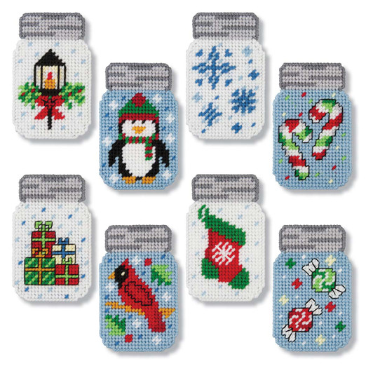 Herrschners Holiday Mason Jar Ornaments Plastic Canvas Kit Herrschners Holiday Mason Jar Ornaments Plastic Canvas Kit