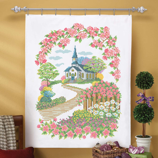 Herrschners Easter Morning Lap Quilt Top Stamped Cross-Stitch Kit Herrschners Easter Morning Lap Quilt Top Stamped Cross-Stitch Kit