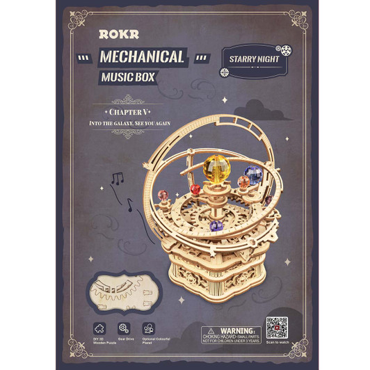 Robotime Starry Night Music Box Model - Wood