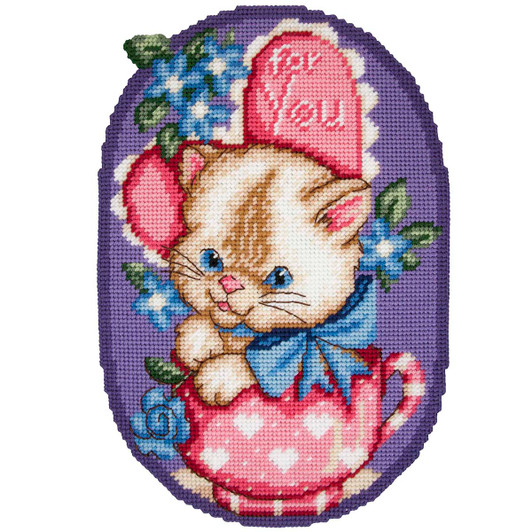 Herrschners Lovely Kitten Wall Hanging Plastic Canvas Kit