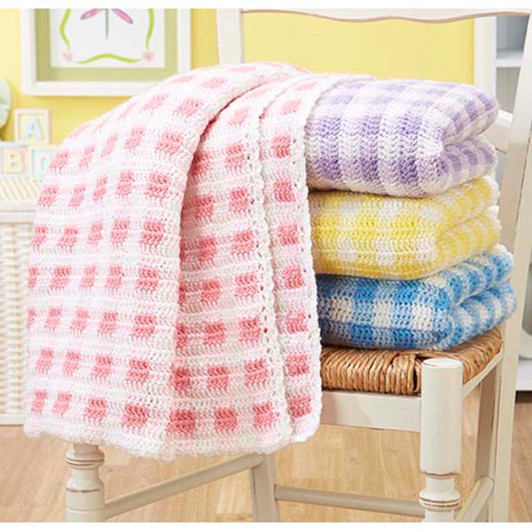 Herrschners Baby's First Gingham Blanket Crochet Kit Herrschners Baby's First Gingham Blanket Crochet Kit