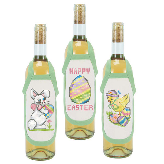 Herrschners Happy Easter Bottle Aprons Counted Cross-Stitch Herrschners Happy Easter Bottle Aprons Counted Cross-Stitch
