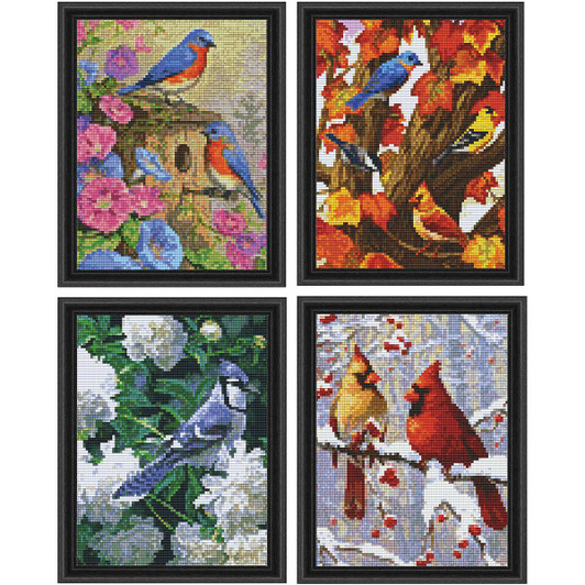 Seasonal Birds Mosaic Kits, Set of 4 Mosaic Art Kit
