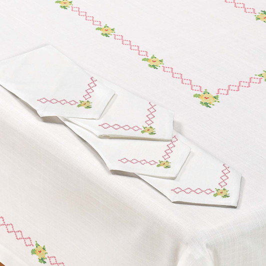 Herrschners Passion Flowers Napkins Stamped Cross-Stitch