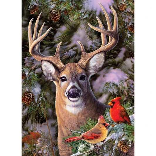 Cobble Hill One Deer Two Cardinals Jigsaw Puzzle