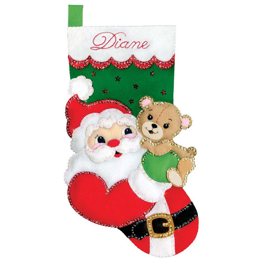 Design Works Santa & Teddy Stocking Stocking Kit