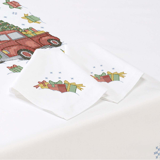 Herrschners Christmas Truck Napkins Stamped Cross-Stitch Herrschners Christmas Truck Napkins Stamped Cross-Stitch