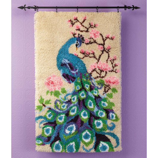 Herrschners Peacock Blossoms Latch Hook Kit Herrschners Peacock Blossoms Latch Hook Kit