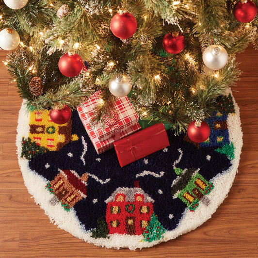 Herrschners Winter Village Tree Skirt Latch Hook Kit Herrschners Winter Village Tree Skirt Latch Hook Kit