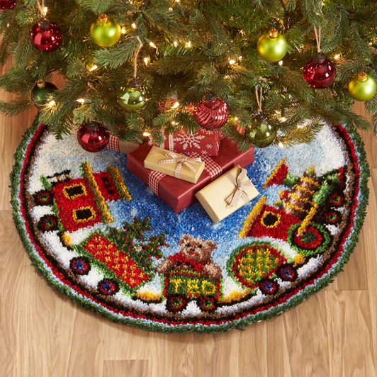 Herrschners Holiday Train Tree Skirt Latch Hook Kit