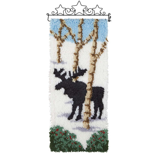 Herrschners Winter Moose Banner Latch Hook Kit Herrschners Winter Moose Banner Latch Hook Kit