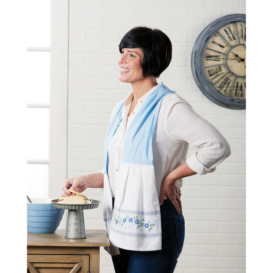 Herrschners Blue Petals Kitchen Scarf Stamped Embroidery Kit Herrschners Blue Petals Kitchen Scarf Stamped Embroidery Kit