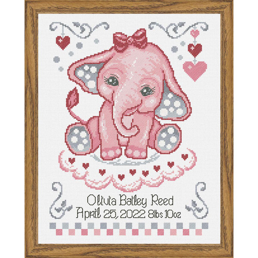 Baby by Herrschners Lovable Ellie Birth Record Counted Cross-Stitch Kit Baby by Herrschners Lovable Ellie Birth Record Counted Cross-Stitch Kit