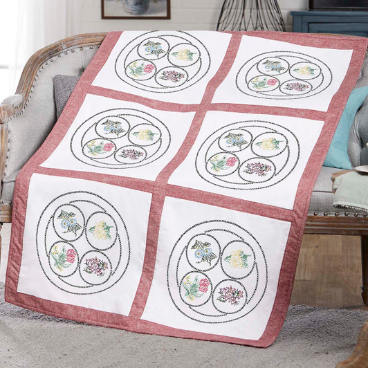 Herrschners Adaline Quilt Blocks Stamped Cross-Stitch or Stamped Embroidery Herrschners Adaline Quilt Blocks Stamped Cross-Stitch or Stamped Embroidery