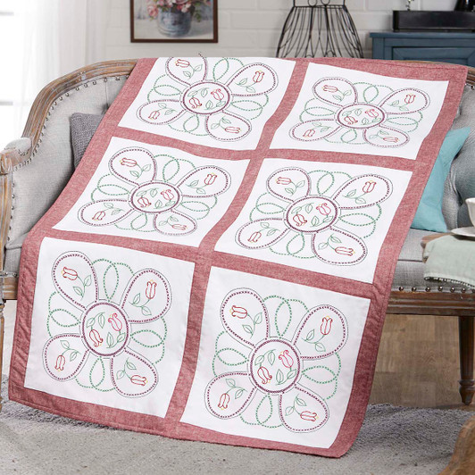 Herrschners Millie Quilt Blocks Stamped Cross-Stitch or Stamped Embroidery Herrschners Millie Quilt Blocks Stamped Cross-Stitch or Stamped Embroidery
