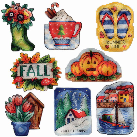 Herrschners Four Seasons Magnets Counted Cross-Stitch Kit Herrschners Four Seasons Magnets Counted Cross-Stitch Kit