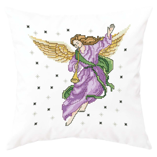Herrschners Angel of Peace Pillow Cover Stamped Cross-Stitch Kit Herrschners Angel of Peace Pillow Cover Stamped Cross-Stitch Kit