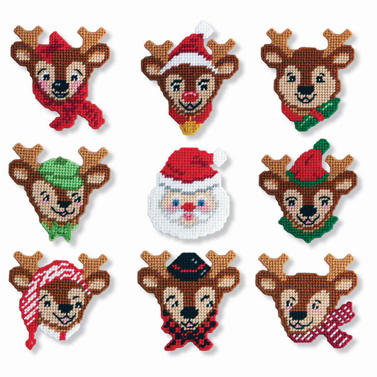 Herrschners Santa & Reindeer Ornaments Plastic Canvas Kit Herrschners Santa & Reindeer Ornaments Plastic Canvas Kit