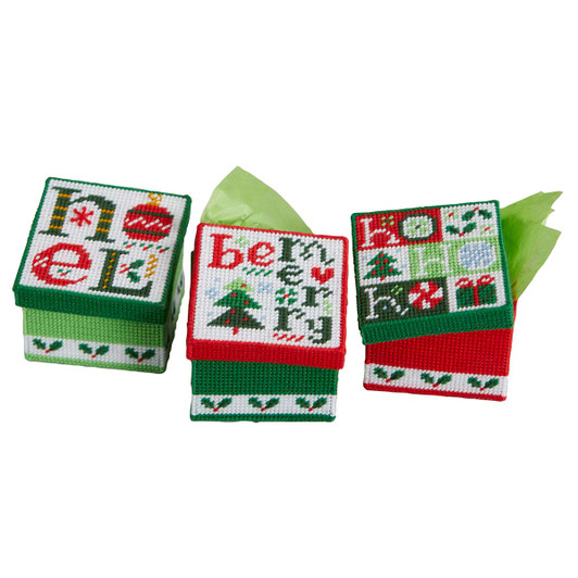 Herrschners Jingle All the Way Gift Boxes Plastic Canvas Kit Herrschners Jingle All the Way Gift Boxes Plastic Canvas Kit