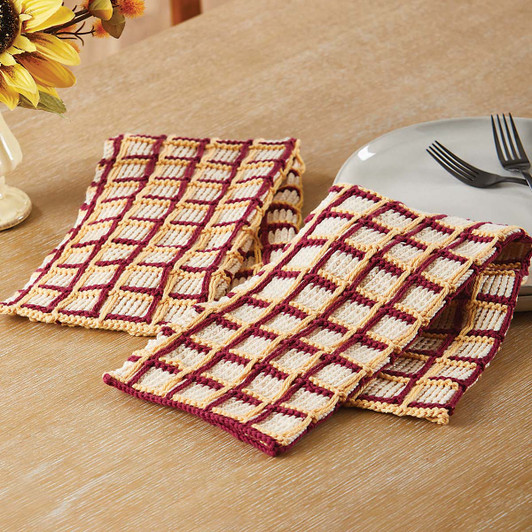 Herrschners Fall Plaid Towels Crochet Kit Herrschners Fall Plaid Towels Crochet Kit