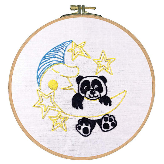 Herrschners Panda on the Moon Hoop Stamped Embroidery Kit Herrschners Panda on the Moon Hoop Stamped Embroidery Kit