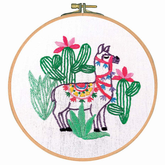Craftways Cactus Llama Hoop Stamped Embroidery Kit Craftways Cactus Llama Hoop Stamped Embroidery Kit